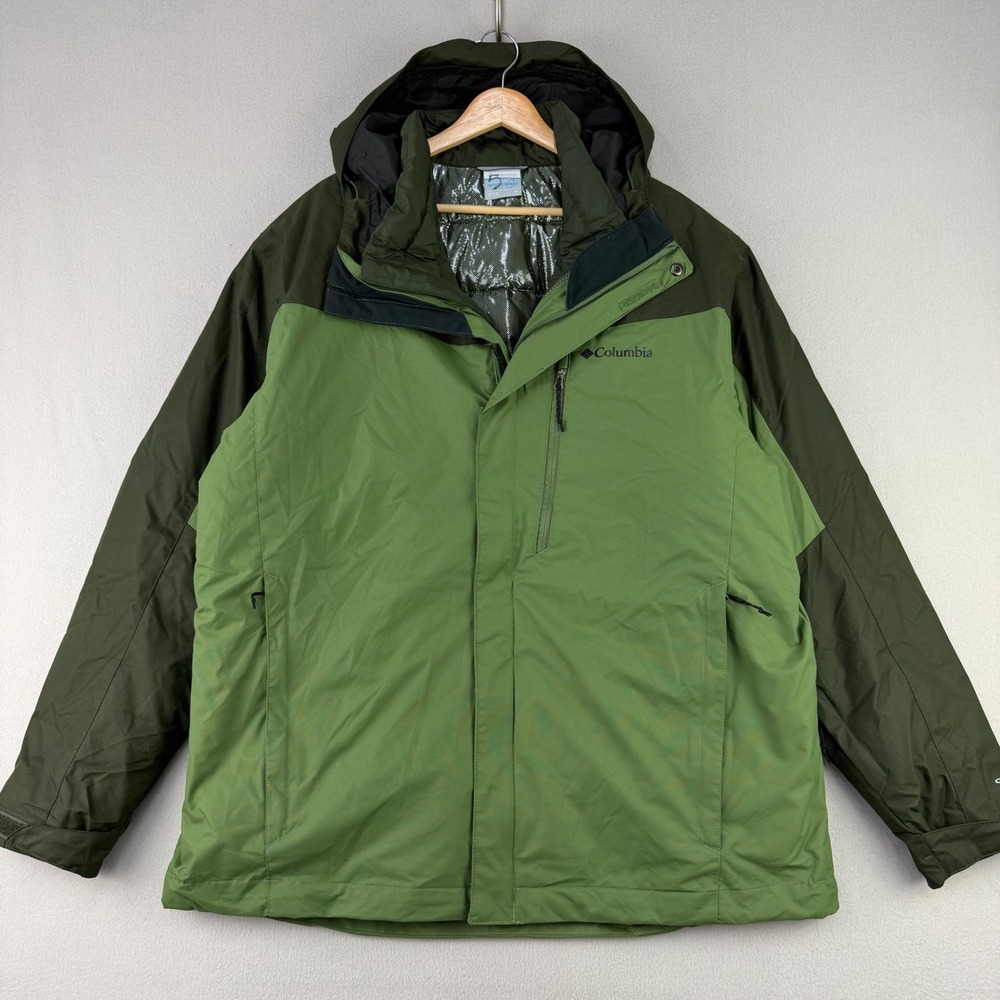 Columbia Whirlibird V Interchange Jacket Mens XL Green 3-in-1 Ski Coat Omni-Heat